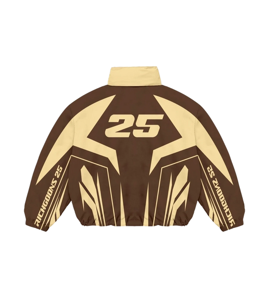 Cream & Brown Racer Jacket